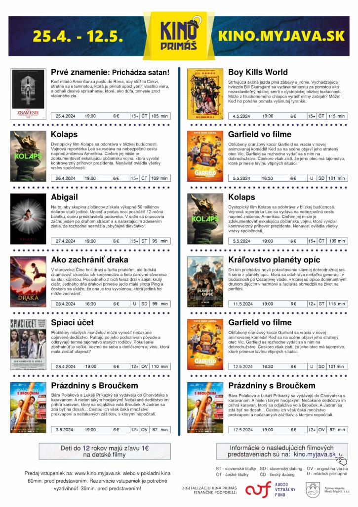 Program od&nbsp;25. apríla do&nbsp;12. mája 2024